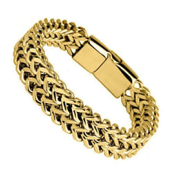 Double Chain Magnetic Bracelet Fashion Personality Men Punk Hip Hop Classic Motorcycle Chain Bracelets Bracelet Jewelry Anniversary Gifts - gold, 21cm