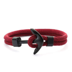 Anchor Bracelet Men Fashion Student Navy Style Simple Student Trendy Men Women Braided Milanese Rope Braclet Couple Braslet - wine, 20.5cm/8.07inch