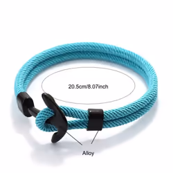 Anchor Bracelet Men Fashion Student Navy Style Simple Student Trendy Men Women Braided Milanese Rope Braclet Couple Braslet - white, 20.5cm/8.07inch