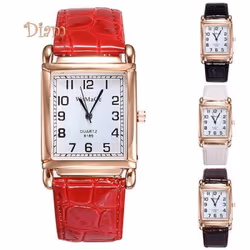Dilara Men Women Fashion Faux Leather Band Square Dial Quartz Analog Wrist Watch Trinket - white