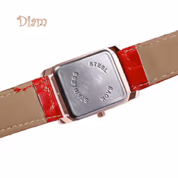 Dilara Men Women Fashion Faux Leather Band Square Dial Quartz Analog Wrist Watch Trinket - white