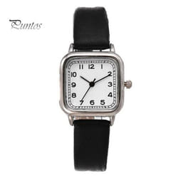 Women Quartz Watch Square Dial Soft Faux Leather Strap Accurate Adjustable Pin Buckle Students Girls Wristwatch Fashion Jewelry Birthday Gift - white
