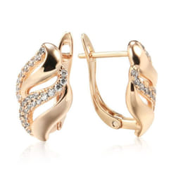Kinel Cute Rose Gold Color Stud Earrings For Women Water Drop Zircon English Earrings