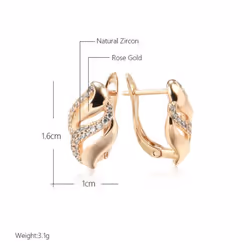 Kinel Cute Rose Gold Color Stud Earrings For Women Water Drop Zircon English Earrings