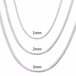 925 Sterling Silver 1-3mm Snake Chain Fashion Wedding Necklace - 1mm-70cm