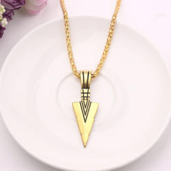 Men&apos;s  Design Matte Black Long Necklace With Arrow Pendant Jewelry Chain Hip Hop Punk Rock Christmas Halloween Gift - gold