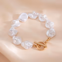 &quot;european & American Irregular Pearl Necklace: Luxurious Metallic Clavicle Chain Set&quot; - gold,white, Necklace 6836
