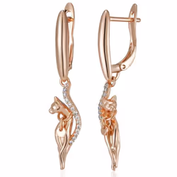 Kitten Pendant Inlay Zircon English Castle Earrings Fashion Golden Daily Accessories Women Personality Jewelry