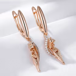 Kitten Pendant Inlay Zircon English Castle Earrings Fashion Golden Daily Accessories Women Personality Jewelry