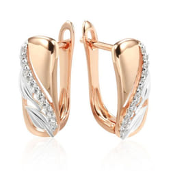Silver Color Embossed White Zircon Gold Plated Earrings For Women Vintage Wedding Jewelry - as the picture
