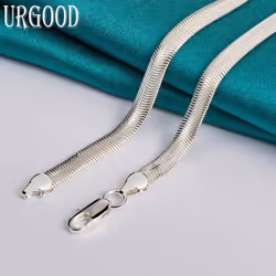 925 Sterling Silver 6mm Snake Chain For Men And Women Necklaces - 40cm