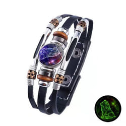 12 Zodiac Signs Constellation Charm Bracelet Men Women Fashion Multilayer Weave Leather Bracelet & Bangle Birthday Gifts - Leo