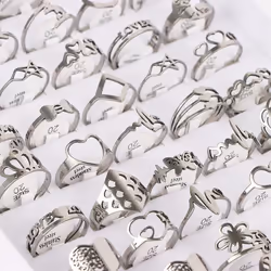 10pcs Stainless Steel Rings Fashion Jewelry Silver/gold/black/multicolor - silver