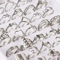 10pcs Stainless Steel Rings Fashion Jewelry Silver/gold/black/multicolor - silver