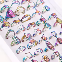 10pcs Stainless Steel Rings Fashion Jewelry Silver/gold/black/multicolor - silver