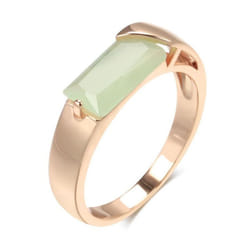 Simple Gold Color Square Green Zircon Rings For Women Fashion Daily Party Jewelry - green, 9