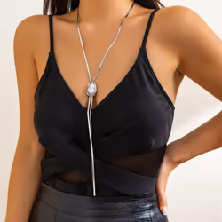 "y-shaped Pearl Metal Clavicle Chain Necklace - Modern European & American Style" - white, K 6839