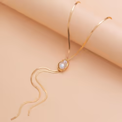 &quot;y-shaped Pearl Metal Clavicle Chain Necklace - Modern European & American Style&quot; - white, K 6839