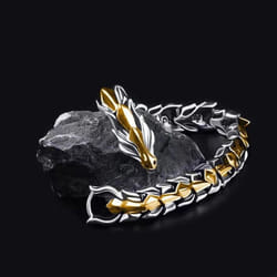 Fashion Retro Gold Dragon Thick Bracelet Personality Hip Hop Dragon Bracelet Animal Chain Bracelet Charm Men&apos;s Jewelry Access - gold,silver, 20cm