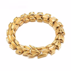 Fashion Retro Gold Dragon Thick Bracelet Personality Hip Hop Dragon Bracelet Animal Chain Bracelet Charm Men&apos;s Jewelry Access - gold,silver, 20cm
