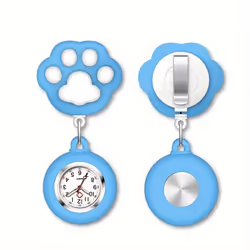 Cute Cat Paw Nurse Watch Brooch With Clip Retractable Telescopic Nurse Doctor Paramedic Pocket Watch - Blue