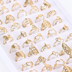 10pcs Stainless Steel Rings Fashion Jewelry Silver/gold/black/multicolor - gold
