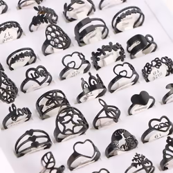 10pcs Stainless Steel Rings Fashion Jewelry Silver/gold/black/multicolor - gold