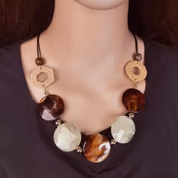 Boho Vintage Style Acrylic Handmade Geometric Pendant Necklace For Women - 1pc Fashion Jewelry Ideal For Christmas - brown
