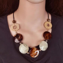 Boho Vintage Style Acrylic Handmade Geometric Pendant Necklace For Women - 1pc Fashion Jewelry Ideal For Christmas - brown