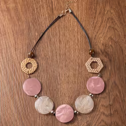 Boho Vintage Style Acrylic Handmade Geometric Pendant Necklace For Women - 1pc Fashion Jewelry Ideal For Christmas - brown