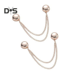 2pcs Multi-function Magnetic Clothing Clip With Chain Multi-purpose Pinless Metal Buttons Clip Clothes Scarf Trouser Legs Cuff Fixing Magn - rose gold