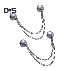 2pcs Multi-function Magnetic Clothing Clip With Chain Multi-purpose Pinless Metal Buttons Clip Clothes Scarf Trouser Legs Cuf ...