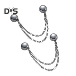 2pcs Multi-function Magnetic Clothing Clip With Chain Multi-purpose Pinless Metal Buttons Clip Clothes Scarf Trouser Legs Cuff Fixing Magnet P - black