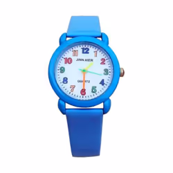 Watch Waterproof Cartoon Comfortable Children Cute Quartz Wristwatch For Boys - blue