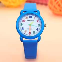 Watch Waterproof Cartoon Comfortable Children Cute Quartz Wristwatch For Boys - blue