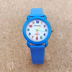 Watch Waterproof Cartoon Comfortable Children Cute Quartz Wristwatch For Boys - blue