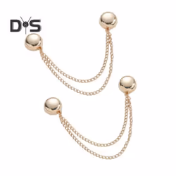 2pcs Multi-function Magnetic Clothing Clip With Chain Multi-purpose Pinless Metal Buttons Clip Clothes Scarf Trouser Legs Cuf ...