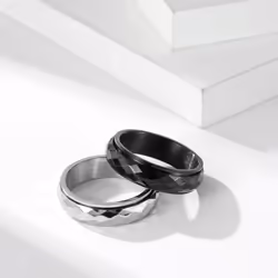 Simple Unisex Rhombus Faceted Hip Hop Ring For Men Women Stainless Steel Couple Finger Ring Stress Relief Anxiety Wedding Jewellery For - silver, 11#