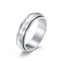 Simple Unisex Rhombus Faceted Hip Hop Ring For Men Women Stainless Steel Couple Finger Ring Stress Relief Anxiety Wedding Jewellery For - silver, 12#