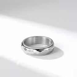 Simple Unisex Rhombus Faceted Hip Hop Ring For Men Women Stainless Steel Couple Finger Ring Stress Relief Anxiety Wedding Jewellery For - silver, 12#