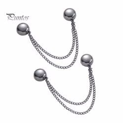 2pcs Multi-function Magnetic Clothing Clip With Chain Multi-purpose Pinless Metal Buttons Clip Clothes Scarf Trouser Legs Cuf ...
