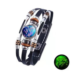 12 Zodiac Signs Constellation Charm Bracelet Men Women Fashion Multilayer Weave Leather Bracelet & Bangle Birthday Gifts - Piscum