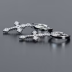 1 Pair Fashion Small Cross Earrings Crystal Gold Cross Hoop Earrings For Women Men Gift Hip Hop Rock Jewelry - gold