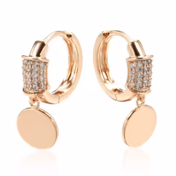 Glossy Disc Drop Earrings For Women Kinel Luxury Zircon Bride Wedding Jewelry