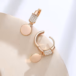 Glossy Disc Drop Earrings For Women Kinel Luxury Zircon Bride Wedding Jewelry
