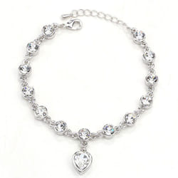 Cherish Love Crystal Bracelet Girls Accessories Fashion Jewelry Ladies Beautiful Lucky Bracelet - white