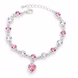 Cherish Love Crystal Bracelet Girls Accessories Fashion Jewelry Ladies Beautiful Lucky Bracelet - pink