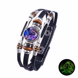 12 Zodiac Signs Constellation Charm Bracelet Men Women Fashion Multilayer Weave Leather Bracelet & Bangle Birthday Gifts - Ge ...
