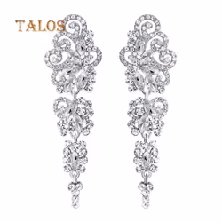 Women Long Dangle Chandelier Earrings Engagement Bridal Crystal Stone Jewelry Gift