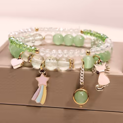 Fashion Cat Pendant Crystal Bracelet Female Simple Student&apos;s Girls Best Friend Bracelet Jewelry Gift - blue